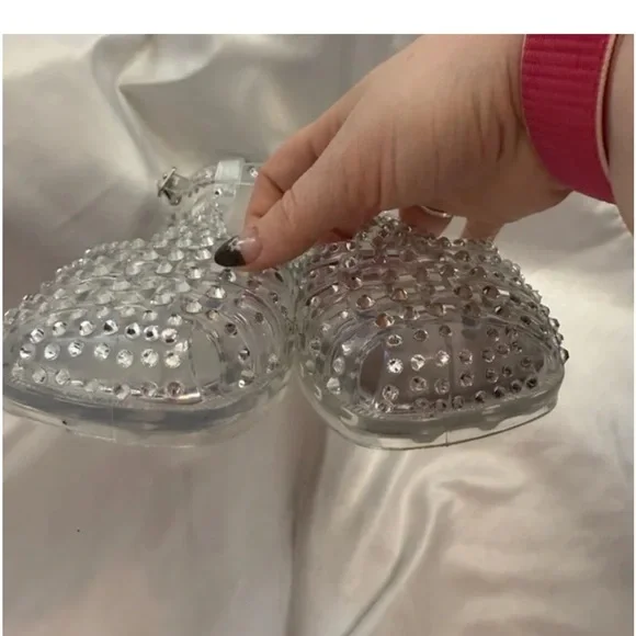 NWOT Jeffrey Campbell Transparent Jelly Embellished Ankle Strap Sandals Sz 8 - Picture 6 of 10